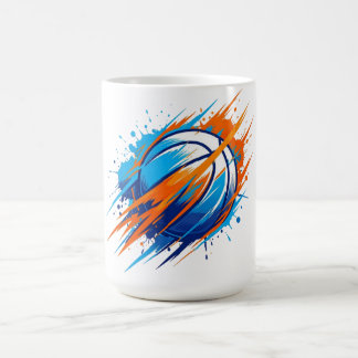 Basketbal cadeau voor vader sportfan blauwe oranje koffiemok