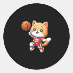 Basketbal Cat No 33 Lay Up Ronde Sticker