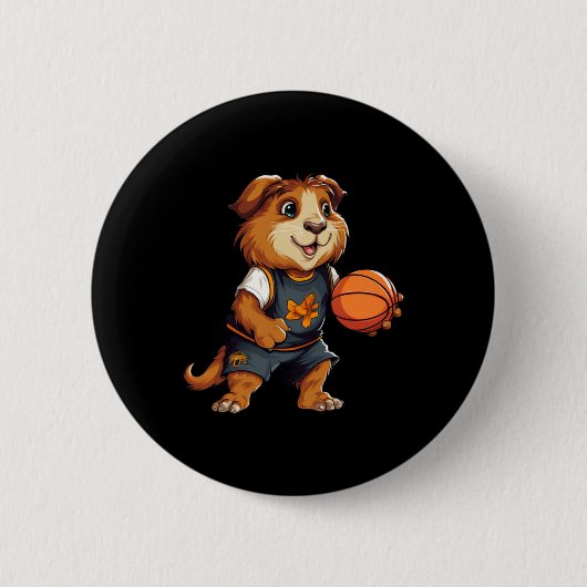 Basketbal cavia's ronde button 5,7 cm (Voorkant)