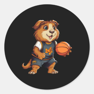 Basketbal cavia's ronde sticker