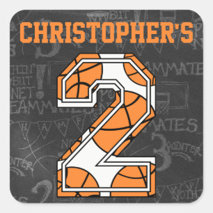 Basketbal Chalkboard 2e Verjaardag Vierkante Sticker