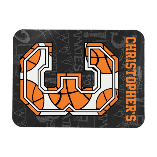 Basketbal Chalkboard 3e Verjaardag Magneet (Horizontaal)