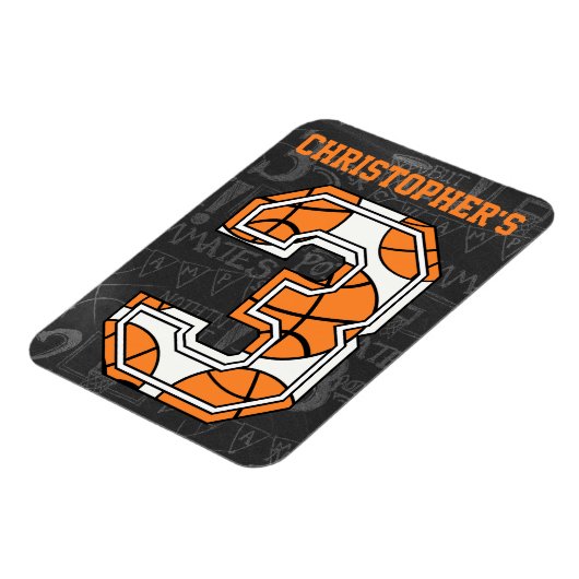 Basketbal Chalkboard 3e Verjaardag Magneet (Linkerzijde)