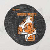 Basketbal Chalkboard 4e Verjaardagsfeest Kaart (Voorkant / Achterkant)