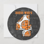 Basketbal Chalkboard 4e Verjaardagsfeest Kaart (Voorkant)