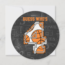 Basketbal Chalkboard 4e Verjaardagsfeest Kaart