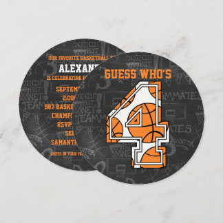 Basketbal Chalkboard 4e Verjaardagsfeest Kaart