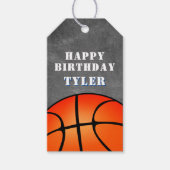 Basketbal Chalkboard Foto Verjaardag Cadeaulabel (Voorkant)