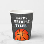Basketbal Chalkboard Foto Verjaardag Papieren Bekers (Voorkant)