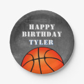 Basketbal Chalkboard Foto Verjaardag Papieren Bordje (Voorkant)
