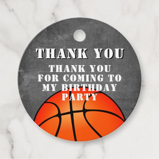 Basketbal Chalkboard Verjaardag Dank u Bedankjes Labels (Voorkant)