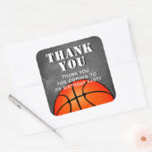 Basketbal Chalkboard Verjaardag Dank u Vierkante Sticker (Envelop)