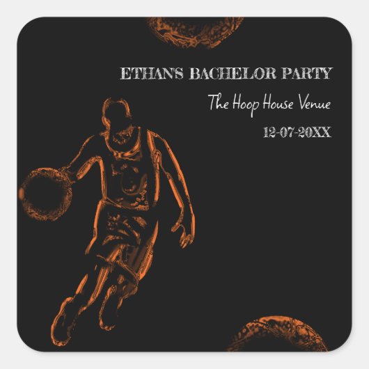 Basketbal Champ Bachelor Verjaardag Party Sport Vierkante Sticker (Voorkant)