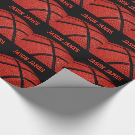 Basketbal Close-up aangepaste naam Cadeaupapier (Hoek)