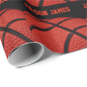 Basketbal Close-up aangepaste naam Cadeaupapier (Rol Hoek)