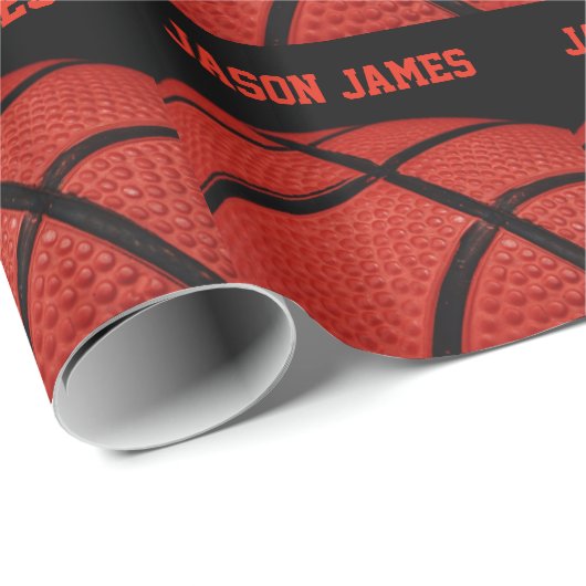 Basketbal Close-up aangepaste naam Cadeaupapier (Rol Hoek)