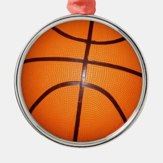 Basketbal Close-Up Textuur Huid Metalen Ornament (Voorkant)