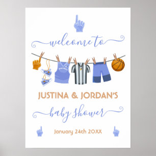 Basketbal Clothesline Baby shower Welkomstbord Poster