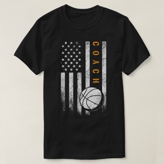 Basketbal Coach Amerikaanse vlag Basketbal Trainer T-shirt (Design voorkant)