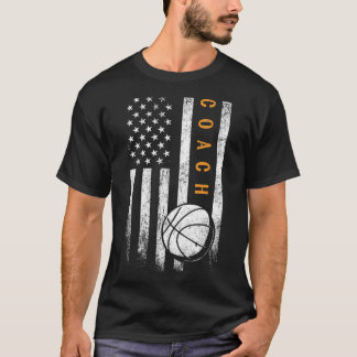 Basketbal Coach Amerikaanse vlag Basketbal Trainer T-shirt