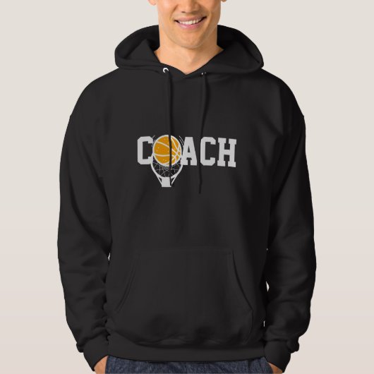 Basketbal Coach Basket & Ball Typografie Sport Hoodie (Voorkant)
