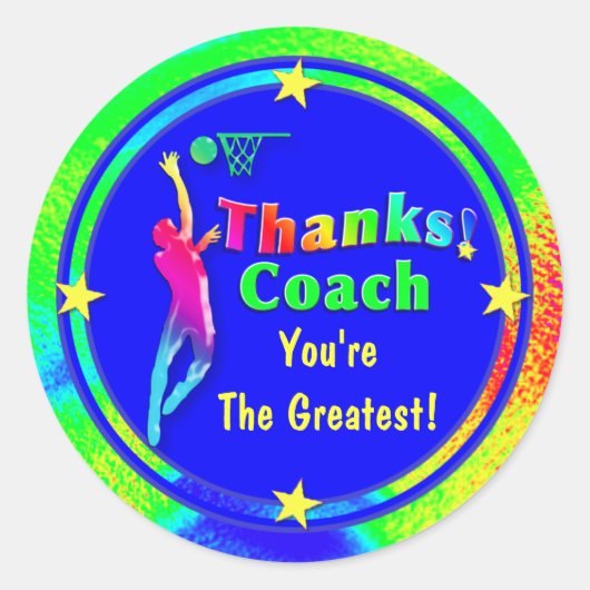 Basketbal Coach Dank je Star Sticker (Voorkant)