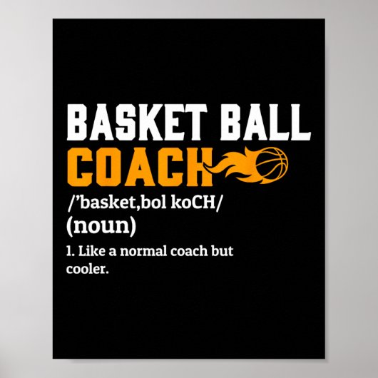 Basketbal Coach Definitie Gift Fun Basketbal Co Poster (Voorkant)
