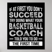 Basketbal Coach Gift Fun Bedankt Cadeau Poster (Voorkant)