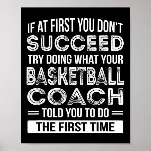 Basketbal Coach Gift Fun Bedankt Cadeau Poster (Voorkant)