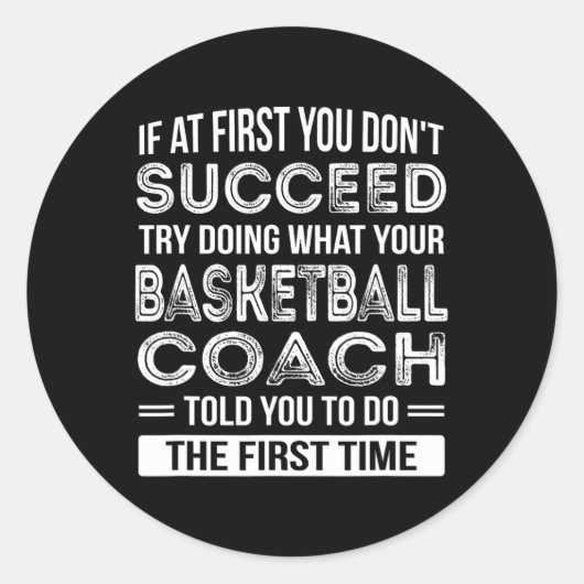 Basketbal Coach Gift Fun Bedankt Cadeau Ronde Sticker (Voorkant)