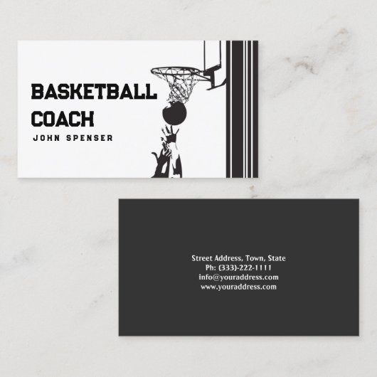 Basketbal Coach Lessen Vector Grafische Kaart Visitekaartje (Voorkant / Achterkant)