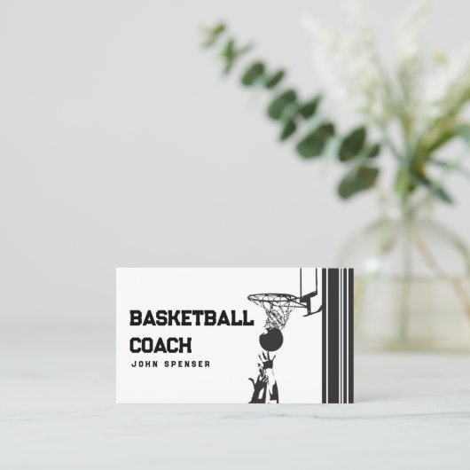 Basketbal Coach Lessen Vector Grafische Kaart Visitekaartje (Staand voorkant)
