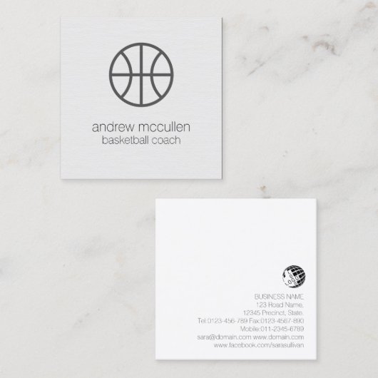 Basketbal Coach Scout Professioneel Sportplein Vierkante Visitekaartje (Voorkant / Achterkant)