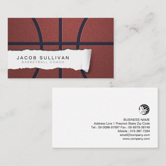 Basketbal Coach Scout Professionele Sportzaken Visitekaartje (Voorkant / Achterkant)