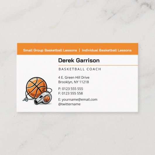 Basketbal Coach | Sport Trainer Visitekaartje (Voorkant)