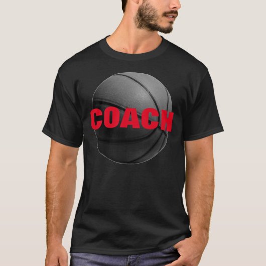 Basketbal Coach T-shirt - Zwart Rood T-shirt (Voorkant)