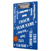 Basketbal Coach Team Blauw en Wit Gepersonaliseerd Klembord (Links)
