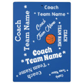Basketbal Coach Team Blauw en Wit Gepersonaliseerd Klembord (Achterkant)