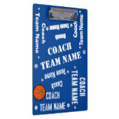 Basketbal Coach Team Blauw en Wit Gepersonaliseerd Klembord (Rechts)