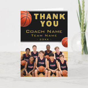 Basketbal Coach Team Naam Foto Bedankkaart