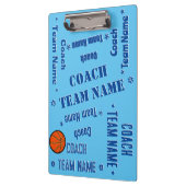 Basketbal Coach Team Personaliseer blauw op blauw Klembord (Links)