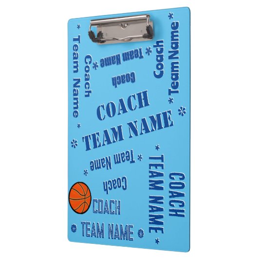 Basketbal Coach Team Personaliseer blauw op blauw Klembord (Links)