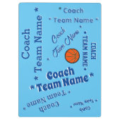 Basketbal Coach Team Personaliseer blauw op blauw Klembord (Achterkant)