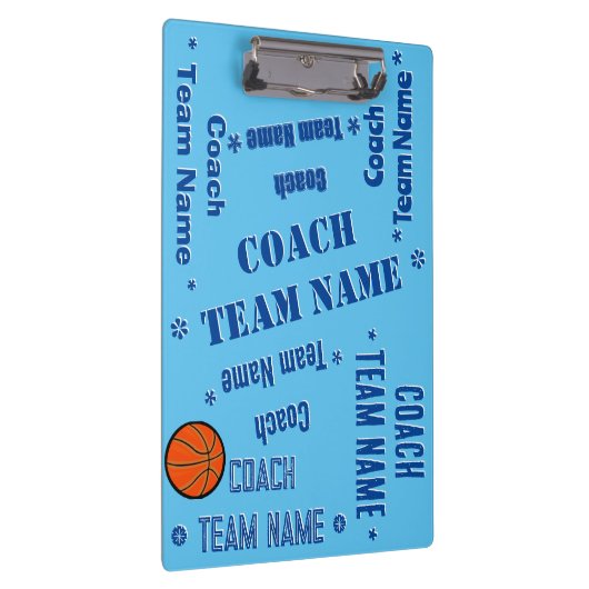 Basketbal Coach Team Personaliseer blauw op blauw Klembord (Rechts)