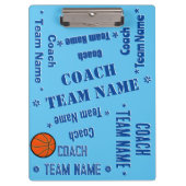 Basketbal Coach Team Personaliseer blauw op blauw Klembord (Voorkant)