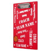 Basketbal Coach Team Rood en Wit Gepersonaliseerd Klembord (Links)