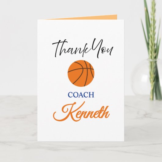 Basketbal Coach Waardering Kaart, dank u kaart (Voorkant)