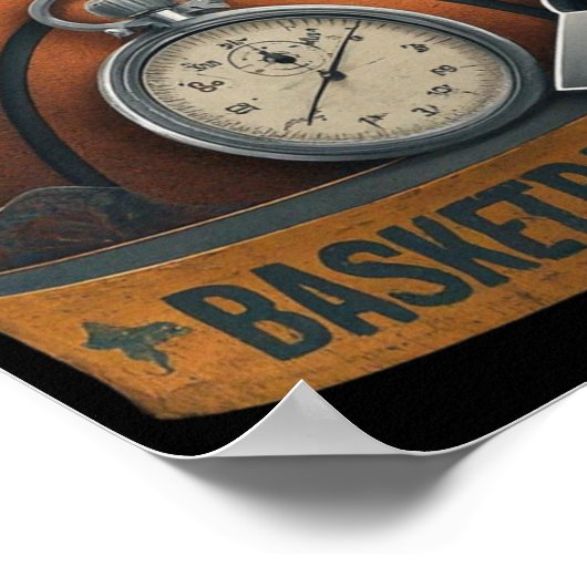 Basketbal Coach Whistle Stopwatch Poster (Hoek)