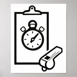 Basketbal Coach Whistle Stopwatch Poster