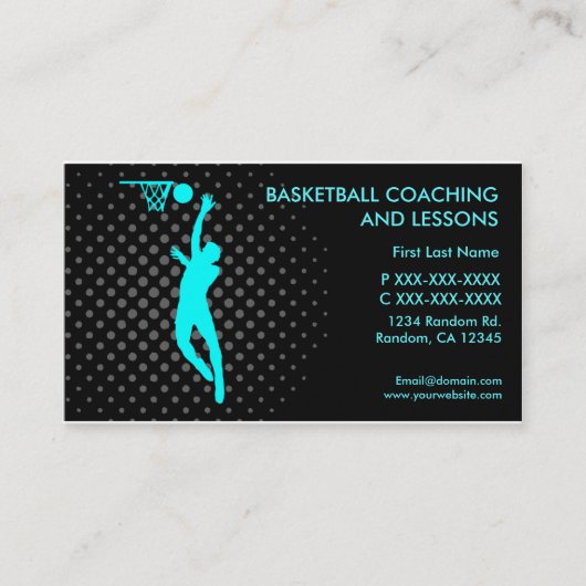 Basketbal coaching lessen op maat visitekaartjes (Voorkant)
